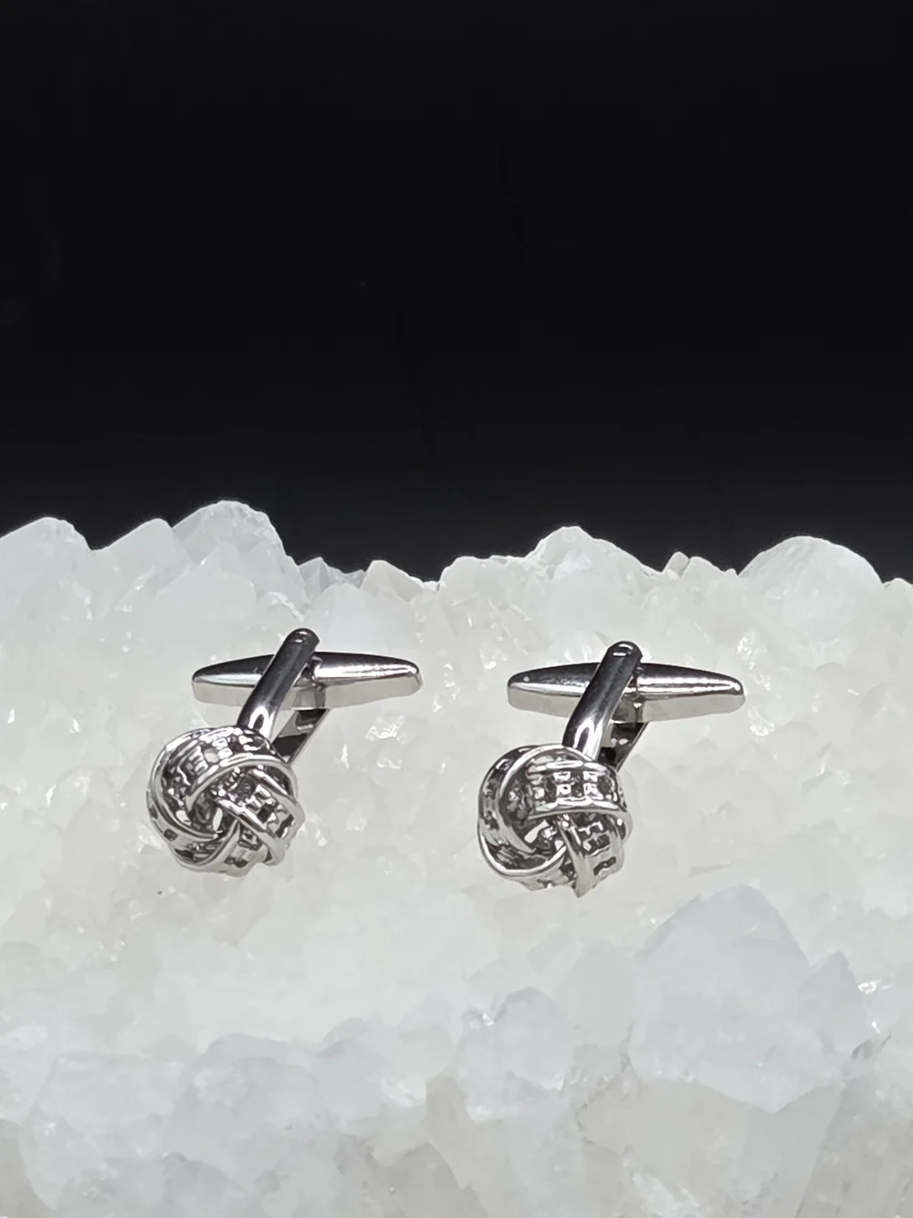 Men's Silver Knot Cufflinks — Elegant Interwoven Design